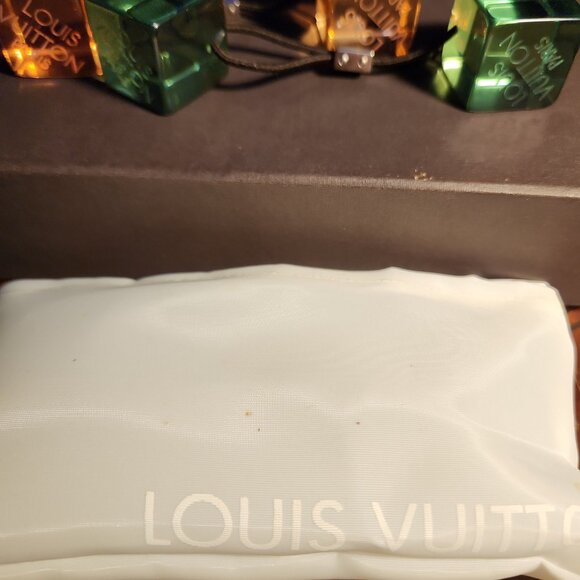 Auth Louis Vuitton Hair Cube Hair Tie Neon Green & Neon Orange Hair Tie with Bag - Picture 2 of 14